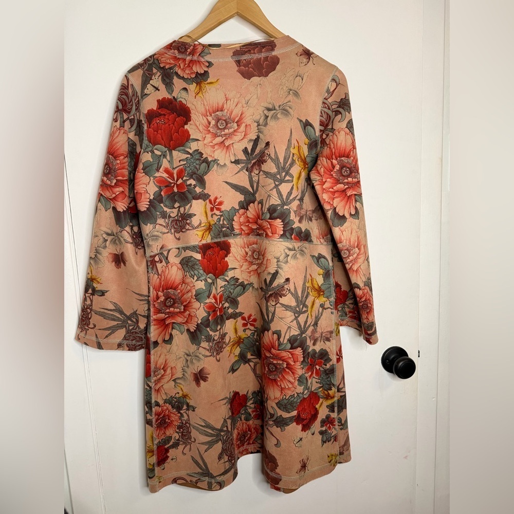 Solitaire for Anthropologie Floral Faux Suede Open Front Jacket - Picture 3 of 3
